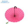 Super 27" Wholesale Chinese Pink Women's Long Handle Manual Open 24 Rib Straight Walking Stick Large Rain Umbrella for Sale